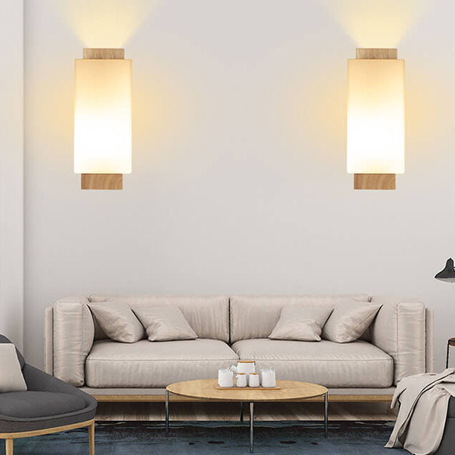 Skorter | Modern minimalist solid wood square glass column 1-light wall sconces lamp