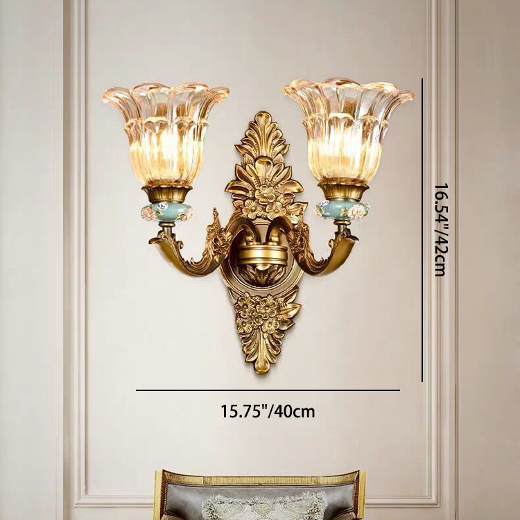 Skorter | FlorisLuxe European Wall Lamp | Blossom Design | 1-2 Flames | High-Quality Resin & Glass | Elegance for Living Room & Hallway