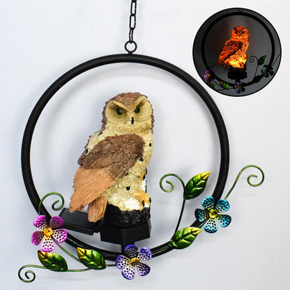 Skorter | European rustic owl solar waterproof outdoor garden pendant lights