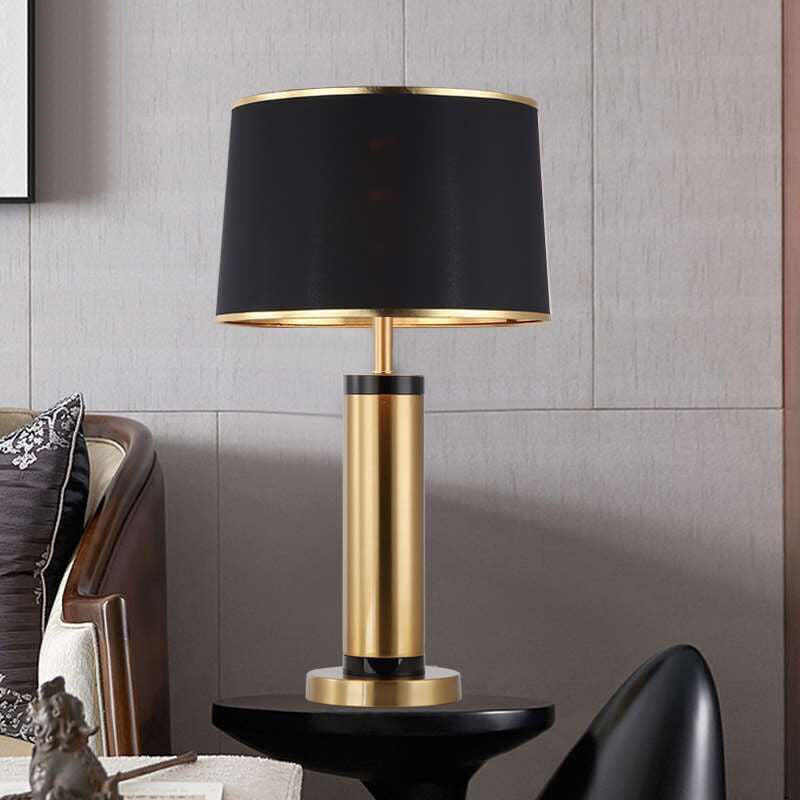 Skorter | Modern Transitional Cylinder Iron Fabric 1-Light Table Lamp for the Living Room
