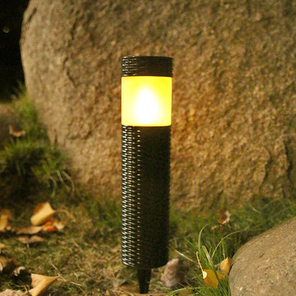 Skorter | Outdoor Solar Rattan Cylindrical LED Garden Lawn In-ground Landscape Light