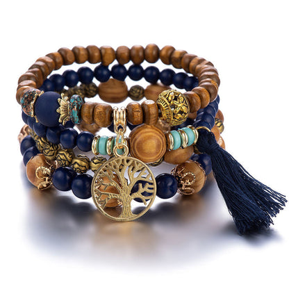 Skorter | Boho Multilayer Wooden Bead Bracelet