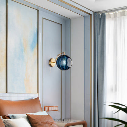 Skorter | Contemporary Scandinavian Round Ball Iron Glass 1-Light Wall Lamp for Living Room