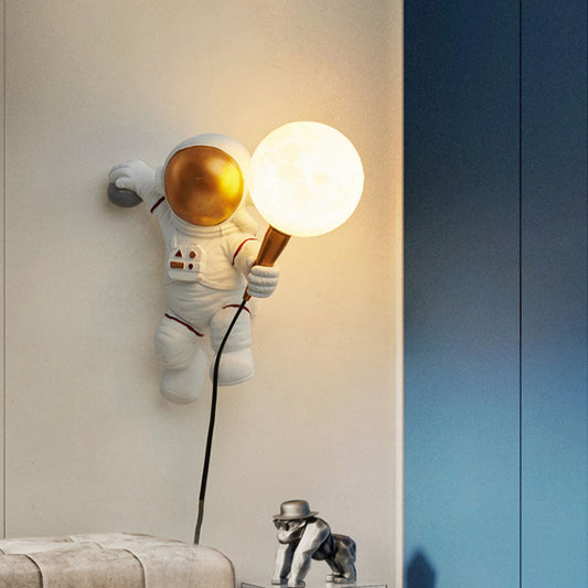 Skorter | CosmoBuddy Astronaut Wall Lamp | Creative Design | Resin & ABS | LED Bedroom Light