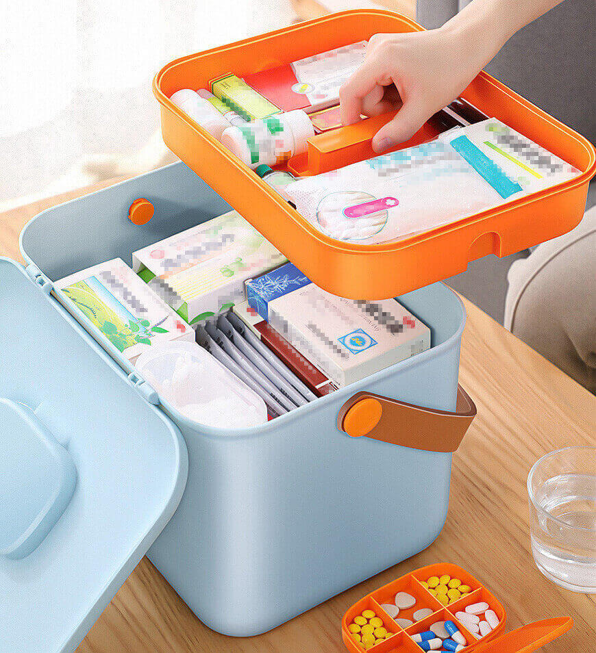 (US Only)Household Double-Layer Medicine Box