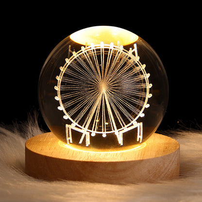 Skorter | LED Night Light Galaxy Crystal Ball Table Lamp 3D Planet Moon Lamp Bedroom Home Decor For Kids Party Children's Birthday Gifts