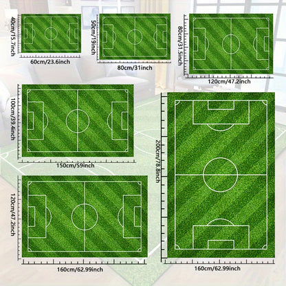 Skorter | Football Field Pattern Carpet - non-slip washable lounge mats for living room, bedroom, garden or gaming room
