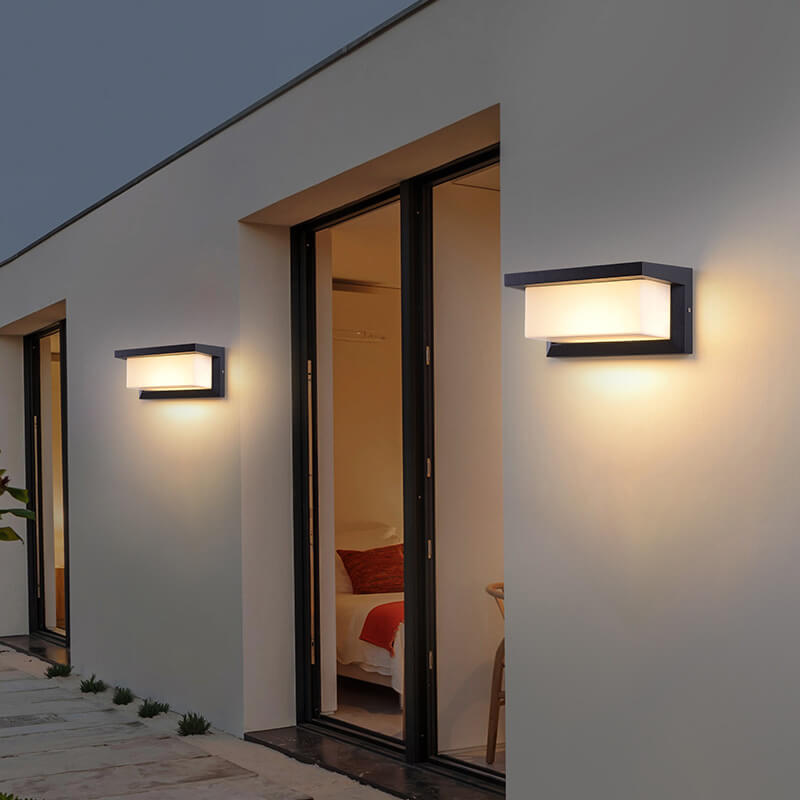 Skorter | Modern Minimalist Solar Rectangle PC LED Outdoor Wall Light Lamp For Outdoor Patio