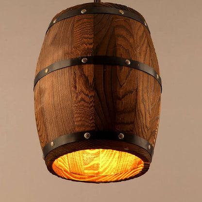 Skorter | BarrelGlow Vintage Pendant Light | Wood Wine Barrel Design | 1-bulb | Rustic Lighting