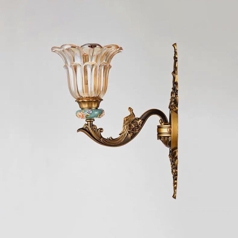 Skorter | FlorisLuxe European Wall Lamp | Blossom Design | 1-2 Flames | High-Quality Resin & Glass | Elegance for Living Room & Hallway