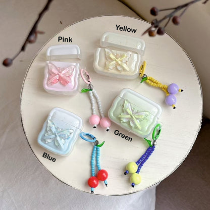 Skorter | Butterfly Charm AirPods Case – Sweet Pearl Cherry Keychain
