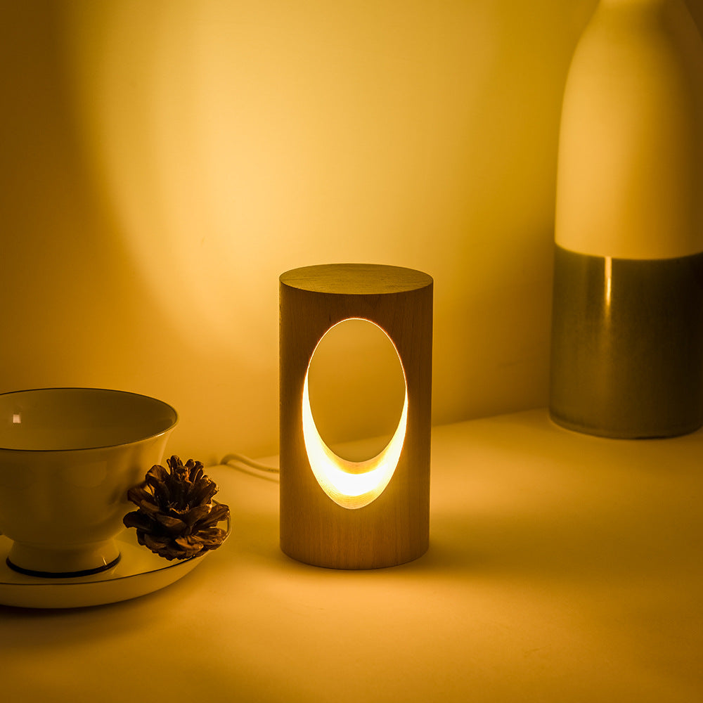 Skorter | Japanese solid wood rectangular column LED night lamp USB table lamp