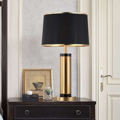 Skorter | Modern Transitional Cylinder Iron Fabric 1-Light Table Lamp for the Living Room