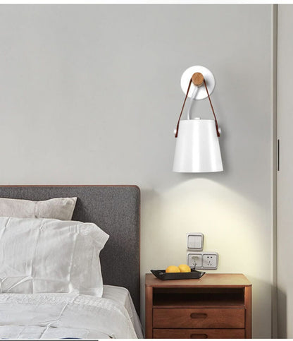 Skorter | Three-arm - Wall lamp with iron lamp cone and wooden arm