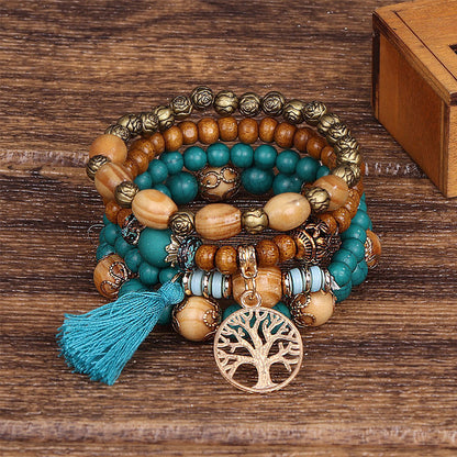 Skorter | Boho Multilayer Wooden Bead Bracelet