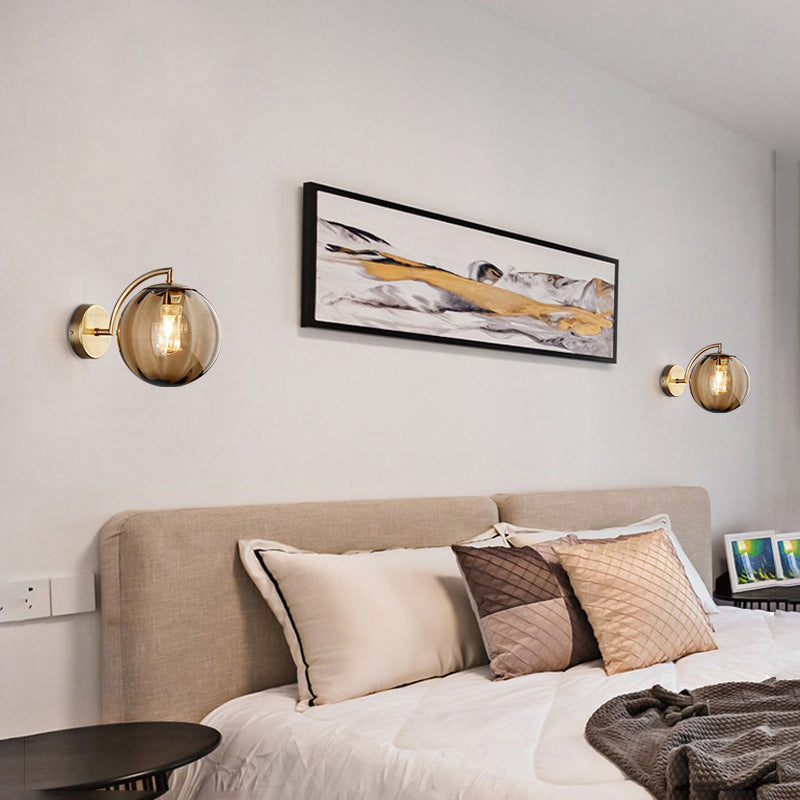 Skorter | Contemporary Scandinavian Round Ball Iron Glass 1-Light Wall Lamp for Living Room