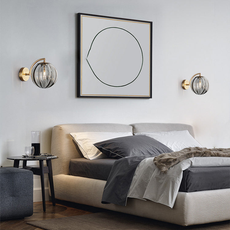Skorter | Contemporary Scandinavian Round Ball Iron Glass 1-Light Wall Lamp for Living Room
