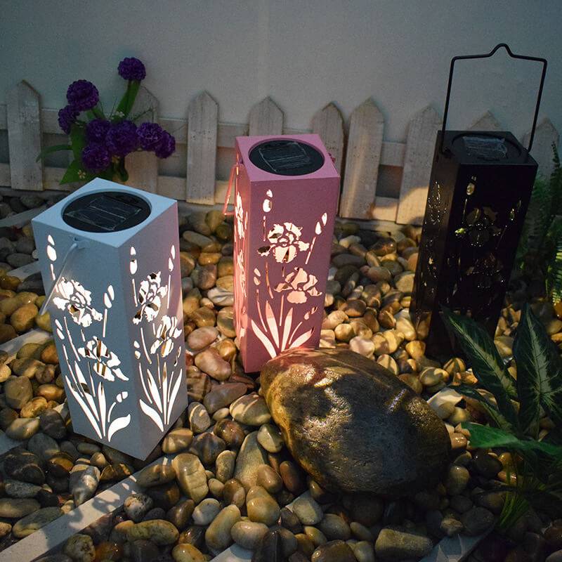 Skorter | Solar Butterfly Rose Pattern Hollow Column LED Outdoor Waterproof Decorative Lamp