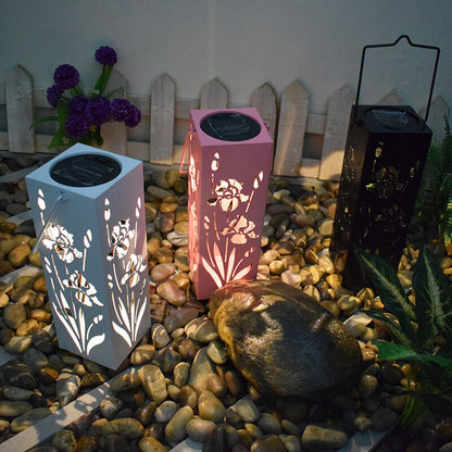 Skorter | Solar Butterfly Rose Pattern Hollow Column LED Outdoor Waterproof Decorative Lamp