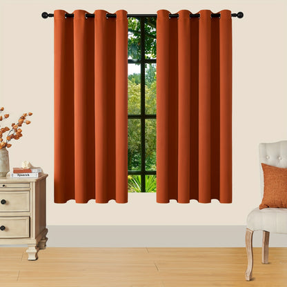 Skorter | Blackout Curtains - 2 Pieces Modern Polyester Curtains with Thermal Insulation and Rings
