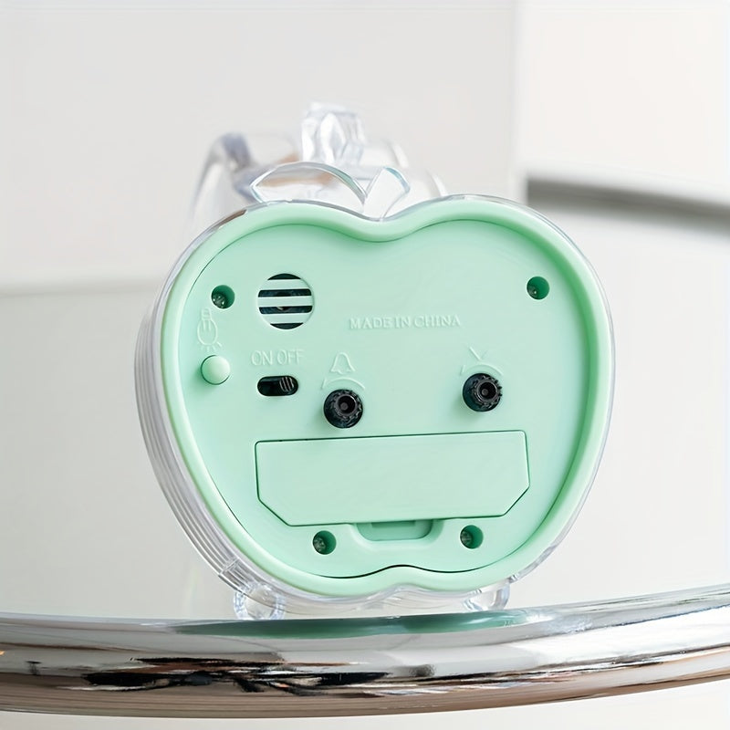 Skorter | Crystal Apple Design Alarm Clock with Built-in Night Light - Stylish, Battery-operated, Round and Modern Design