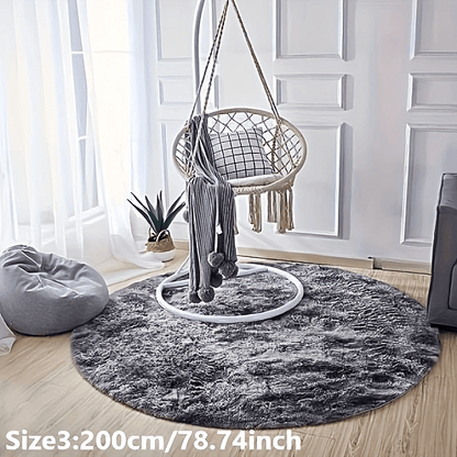 Skorter | 1pc Tie-dye Plushfiber Round Rug - Soft and Warm Decorative Mat for Living Room, Bedroom and Yoga