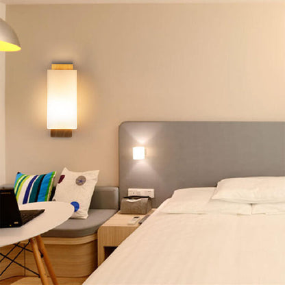 Skorter | Modern minimalist solid wood square glass column 1-light wall sconces lamp