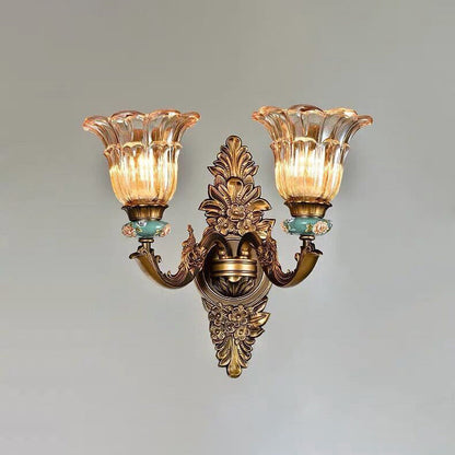 Skorter | FlorisLuxe European Wall Lamp | Blossom Design | 1-2 Flames | High-Quality Resin & Glass | Elegance for Living Room & Hallway