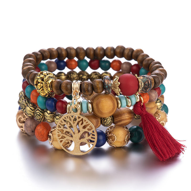 Skorter | Boho Multilayer Wooden Bead Bracelet
