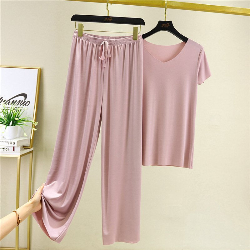 Skorter | Comfortable Ice Silk Short Sleeve T-Shirt Two Piece Set
