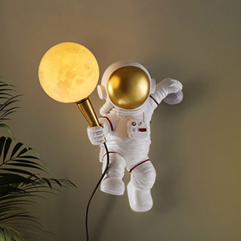Skorter | CosmoBuddy Astronaut Wall Lamp | Creative Design | Resin & ABS | LED Bedroom Light