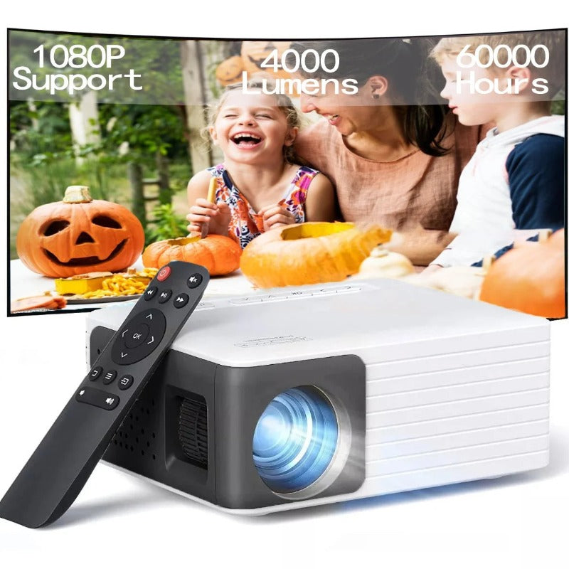 Skørter | Mini Projector 1080P Supported, 4000 Lumen LED 3.0 Outdoor Theater, 60000 HOURS BULB LIFETIME