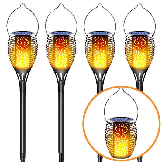 Skørter | 4 Pack Solar Outdoor LED Lights with Flaming Hat, Waterproof Solar Garden Lights for Pathway Landscaping Patio Decor