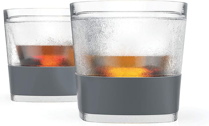 Skorter | Cooling Cups for Whiskey, Bourbon and Scotch, Freezer Gel Chiller Double Wall Glass Set of 1, Smoke, 9 ounces