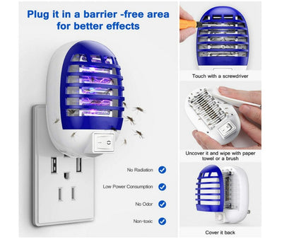 Skørter | 4 Pcs Bug Zapper Plug-In Electric Fly Pest Trap Indoor, Mosquito LED Light for Patio, Bedroom, Kitchen, Office Electronic Insect Killer