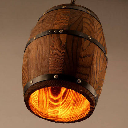 Skorter | BarrelGlow Vintage Pendant Light | Wood Wine Barrel Design | 1-bulb | Rustic Lighting