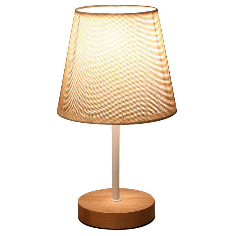 Skorter | Nordic Vintage Fabric Cone Solid Wood LED Table Lamp