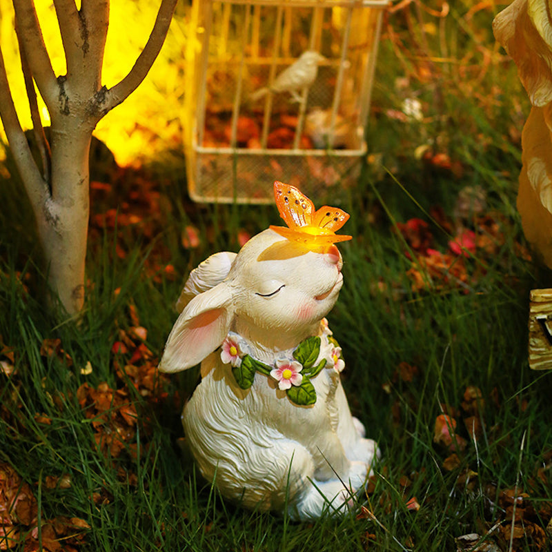 skorter | Easter Solar Powered LED Rabbit Toy with Butterfly Outdoor Decor Garden Light