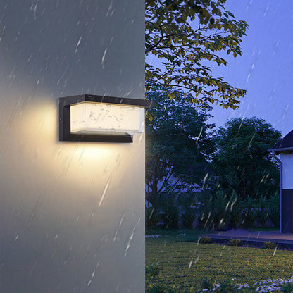 Skorter | Modern Minimalist Solar Rectangle PC LED Outdoor Wall Light Lamp For Outdoor Patio
