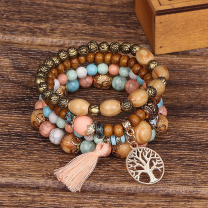 Skorter | Boho Multilayer Wooden Bead Bracelet