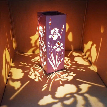 Skorter | Solar Butterfly Rose Pattern Hollow Column LED Outdoor Waterproof Decorative Lamp