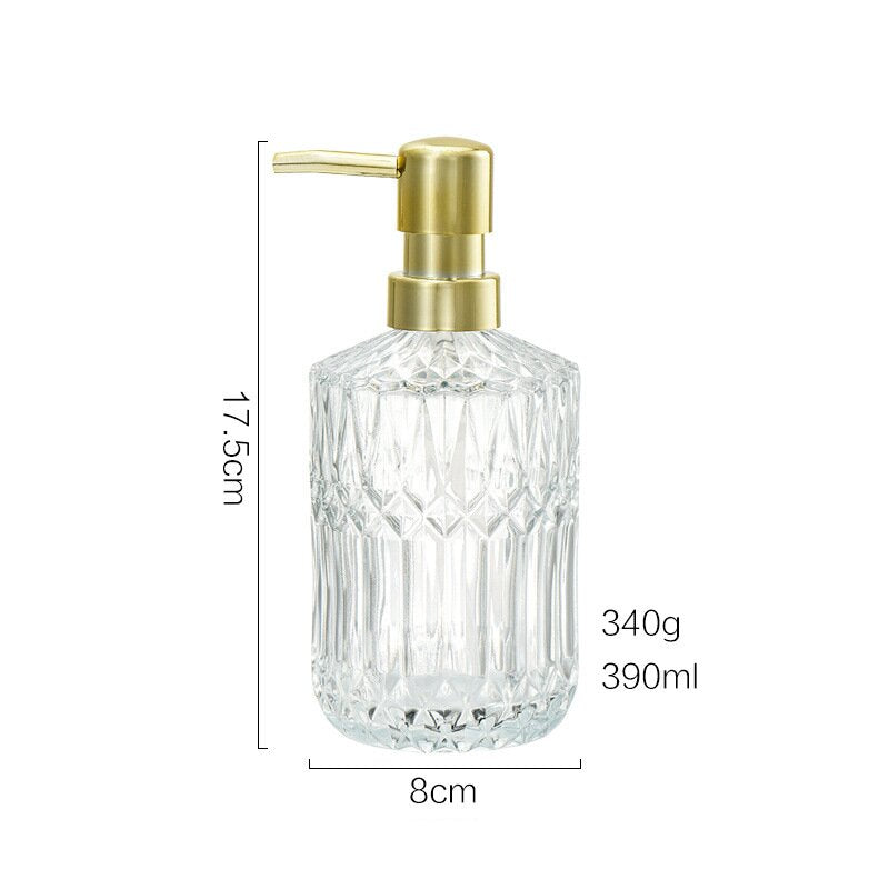 Skorter | CrystalFoam Glass Soap Dispenser | Diamond Pattern Design | Elegant Storage for Soap | Modern Bathroom Decor