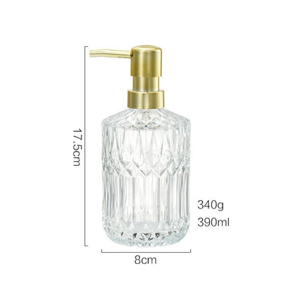 Skorter | CrystalFoam Glass Soap Dispenser | Diamond Pattern Design | Elegant Storage for Soap | Modern Bathroom Decor