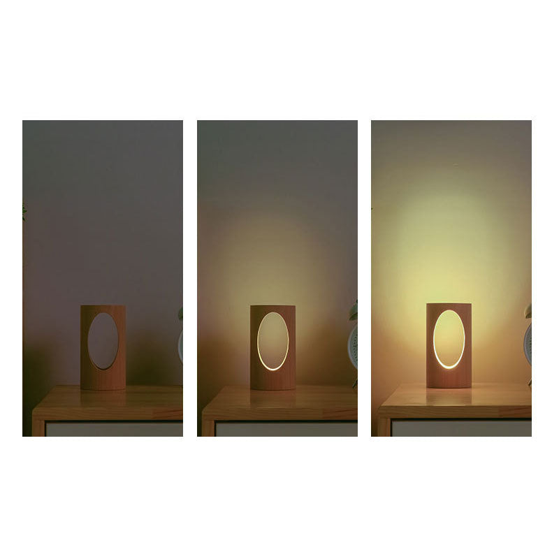 Skorter | Japanese solid wood rectangular column LED night lamp USB table lamp