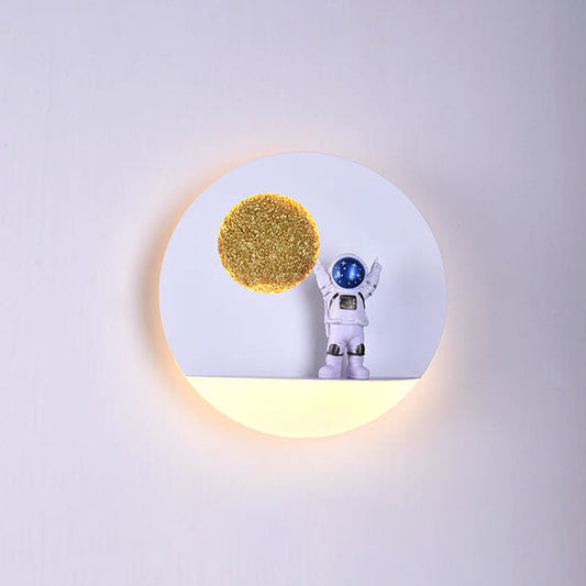 Skorter | Contemporary Creative Iron Resin Round Astronaut LED Wall Light Lamp for Bedroom