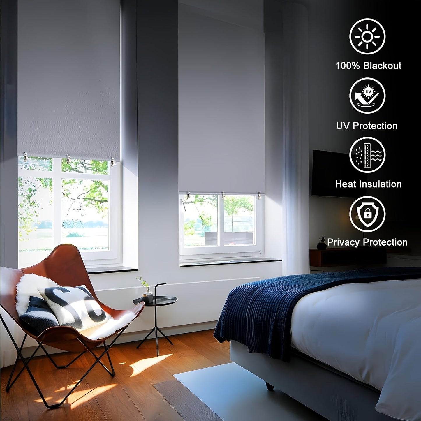 Skorter | Darkening Roller Blinds - Portable Thermal Insulated Curtains for Bedroom and Travel