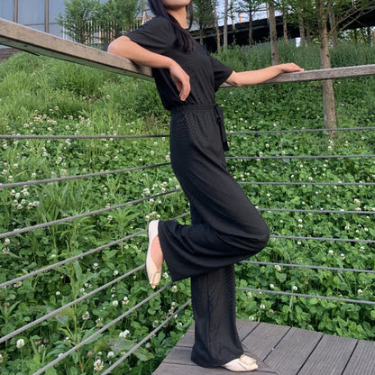 Skorter | Comfortable Ice Silk Short Sleeve T-Shirt Two Piece Set