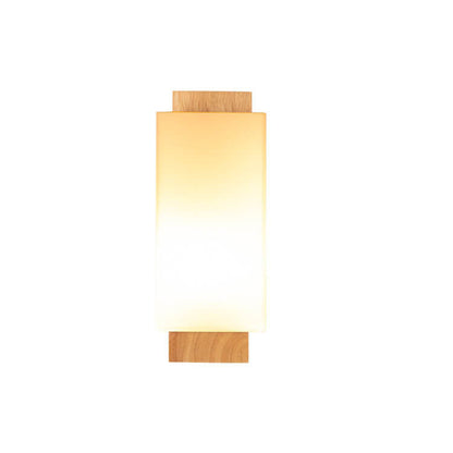 Skorter | Modern minimalist solid wood square glass column 1-light wall sconces lamp