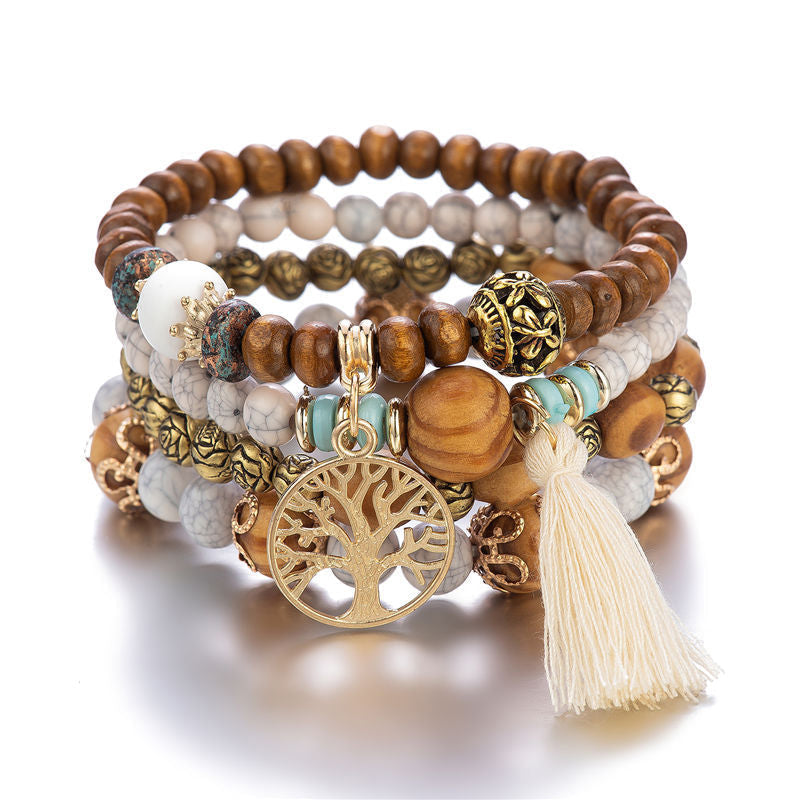 Skorter | Boho Multilayer Wooden Bead Bracelet