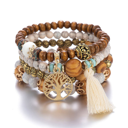 Skorter | Boho Multilayer Wooden Bead Bracelet